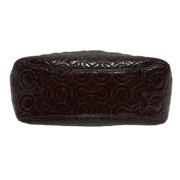 Auth COACH Gramercy Embossed Pouch 42966 Dark Brown Patent Leather - Handbag - Picture 5 of 9